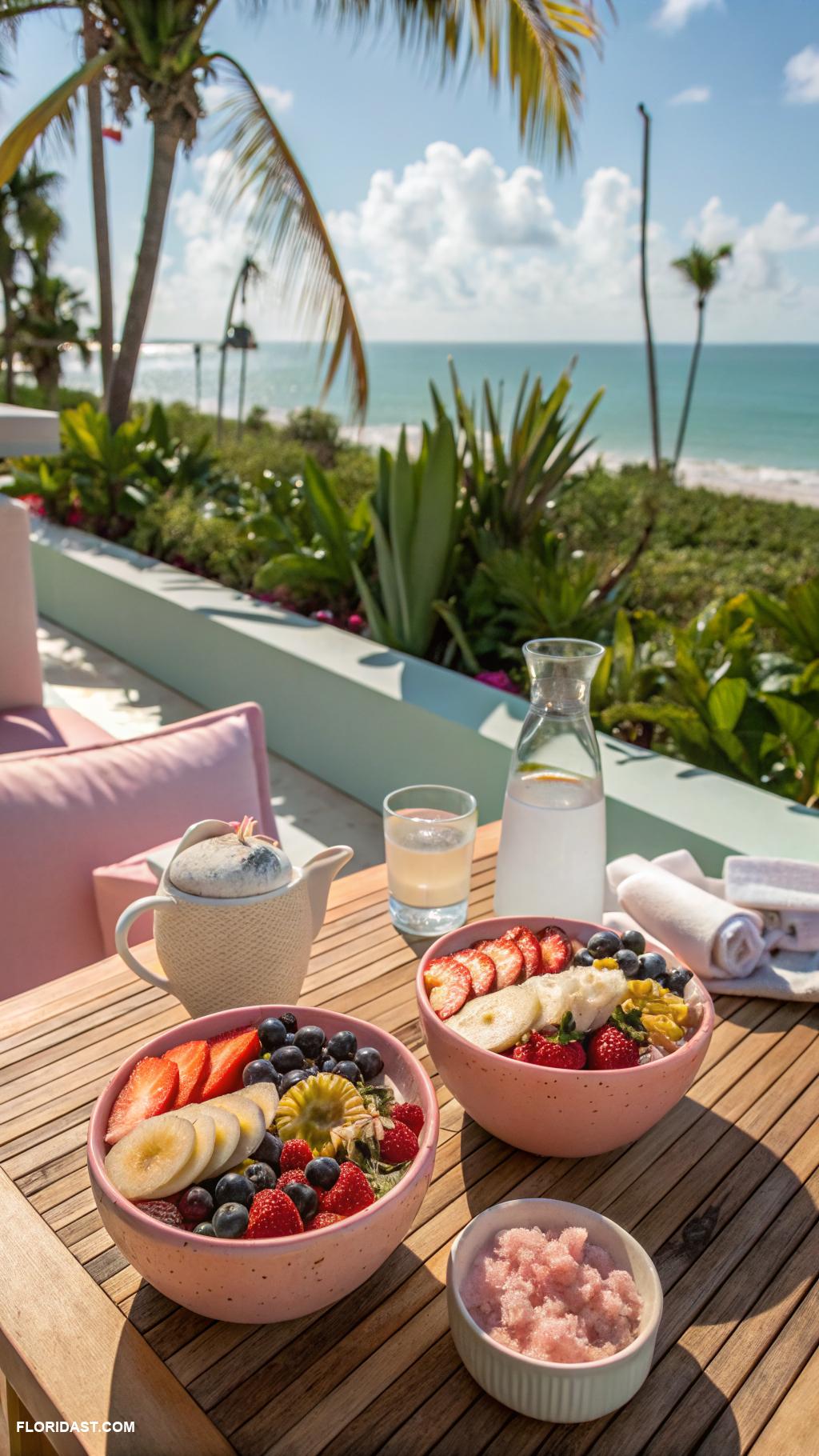 coastal breakfast nooks Sunny terrace with acai bowls