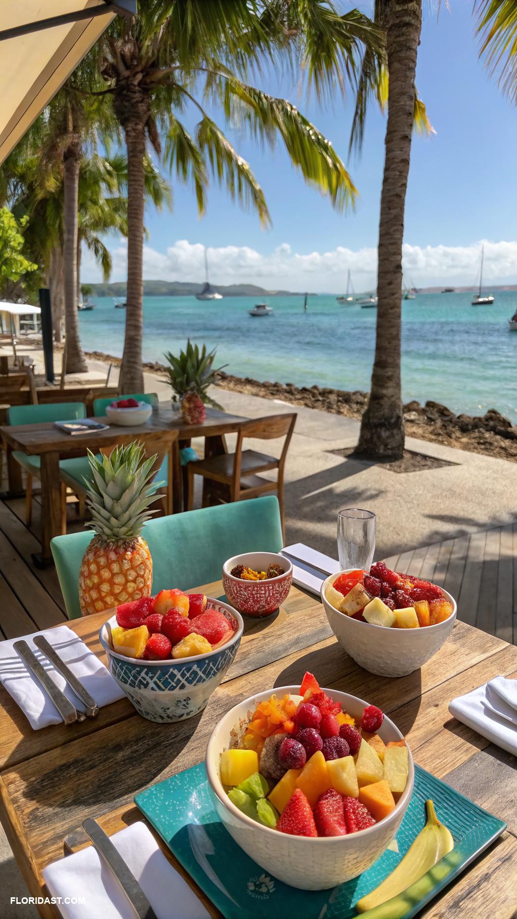 coastal breakfast nooks Waterfront bistro with fresh fruit bowls