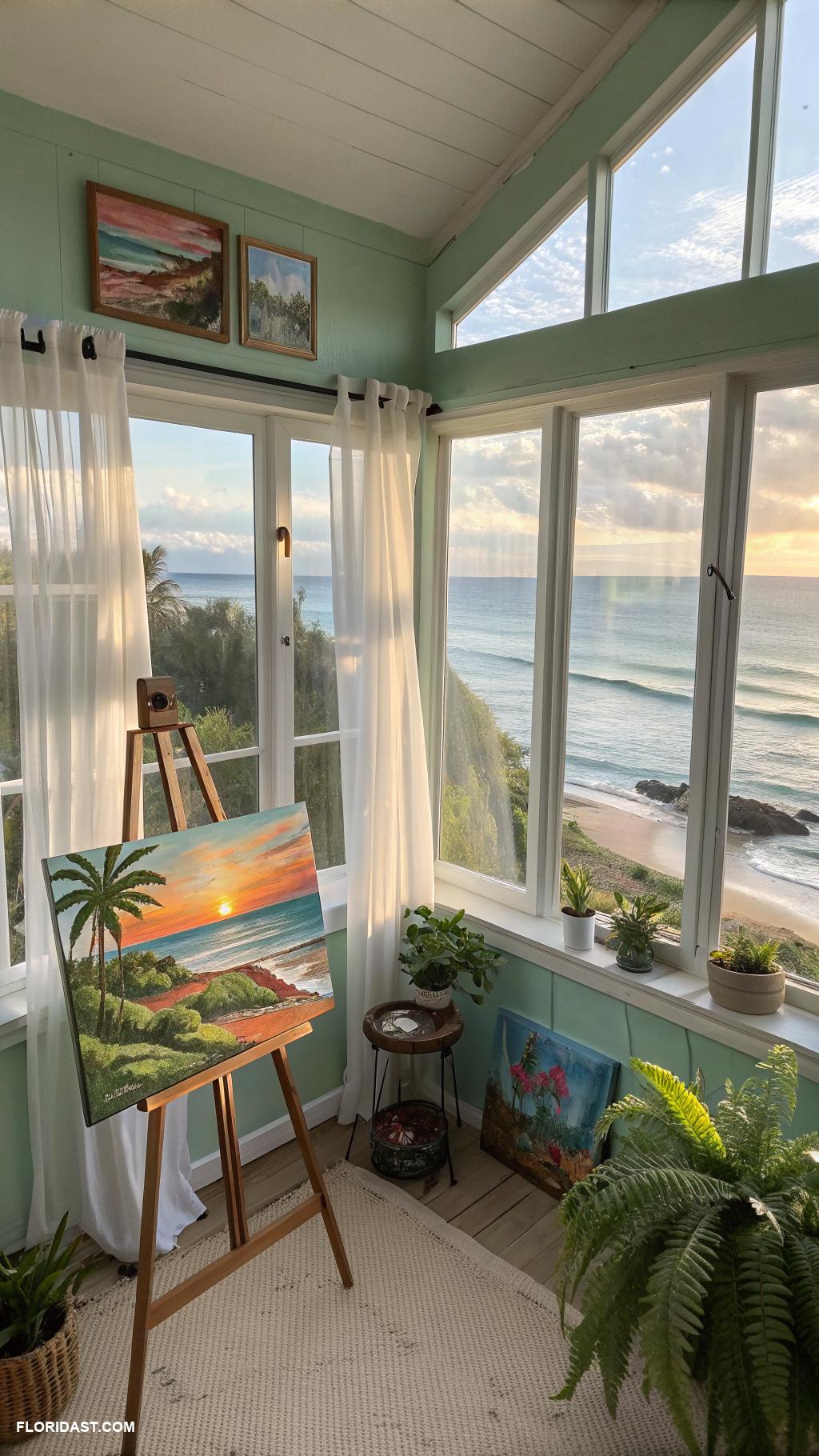 coastal sun rooms Art studio sun room with natural light