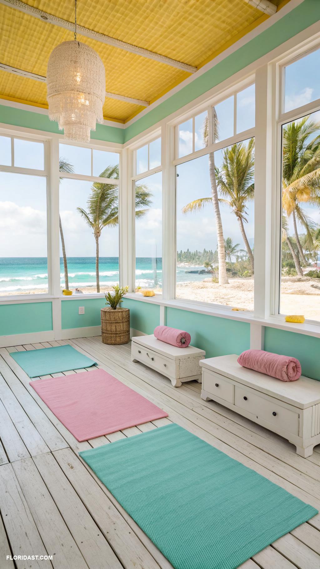 coastal yoga rooms Bright coastal colors for a fresh vibe