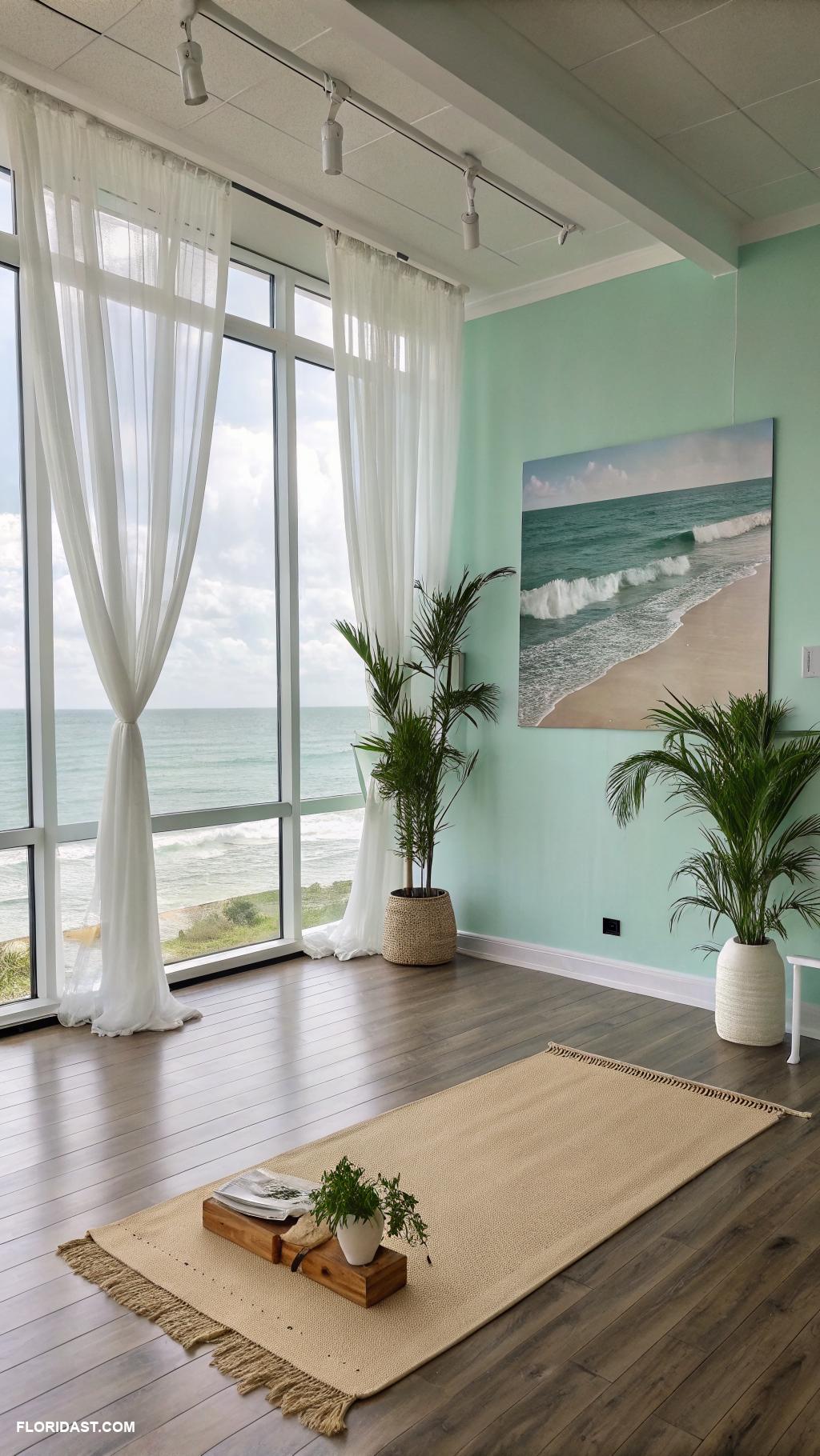 coastal yoga rooms Minimalist decor with beach themes