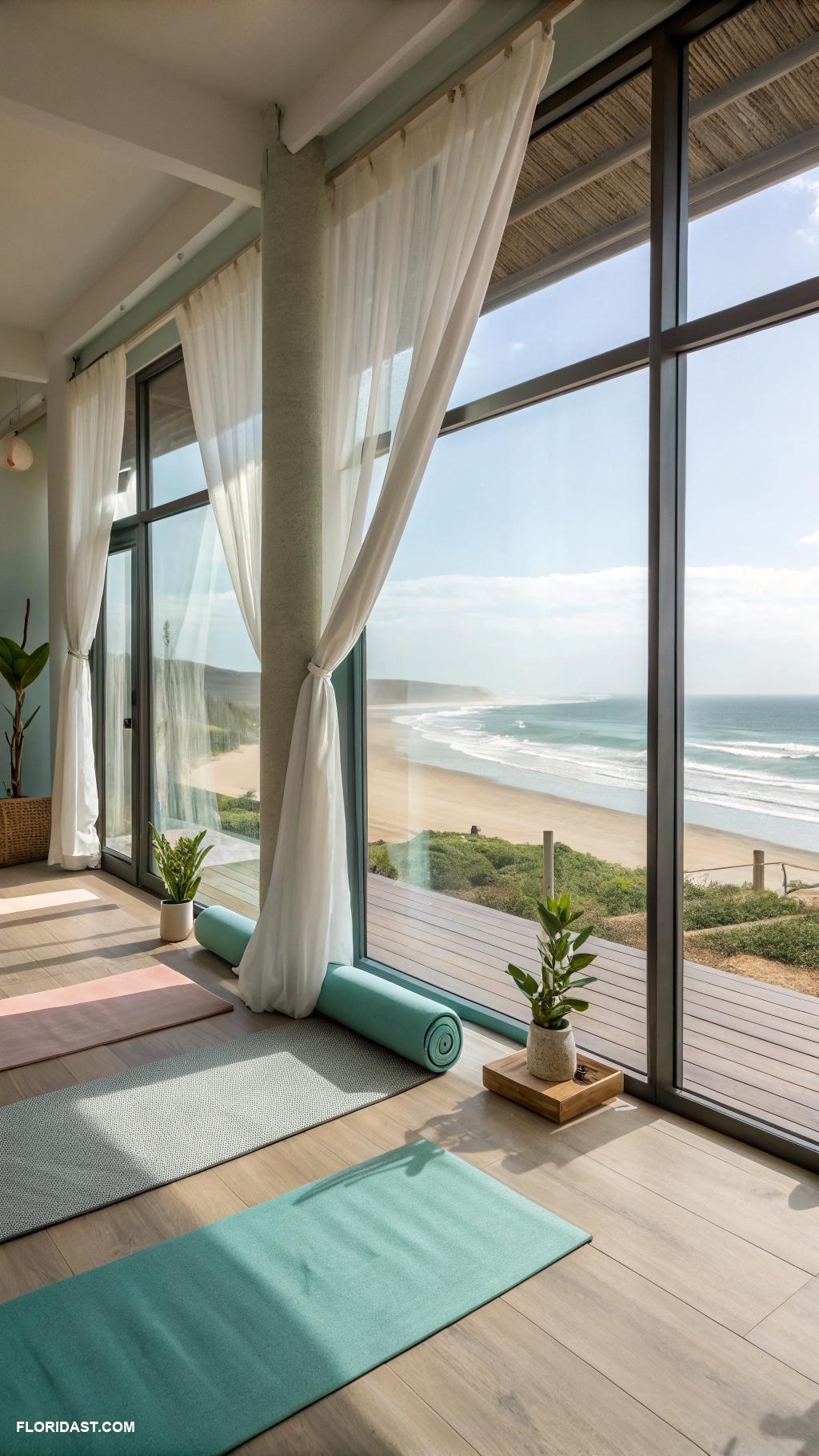 coastal yoga rooms Natural light from large windows