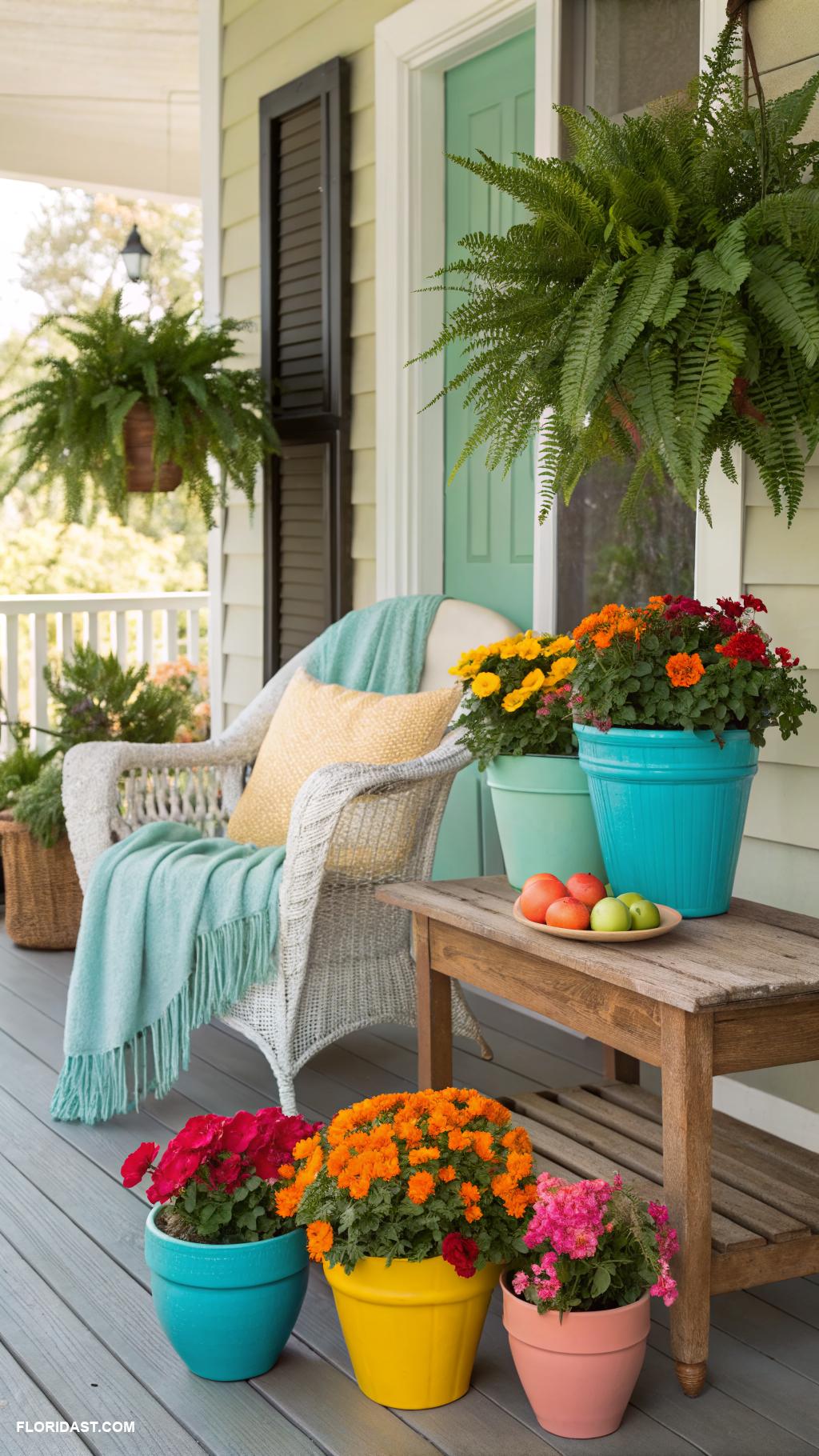 front porch Incorporate colorful potted plants