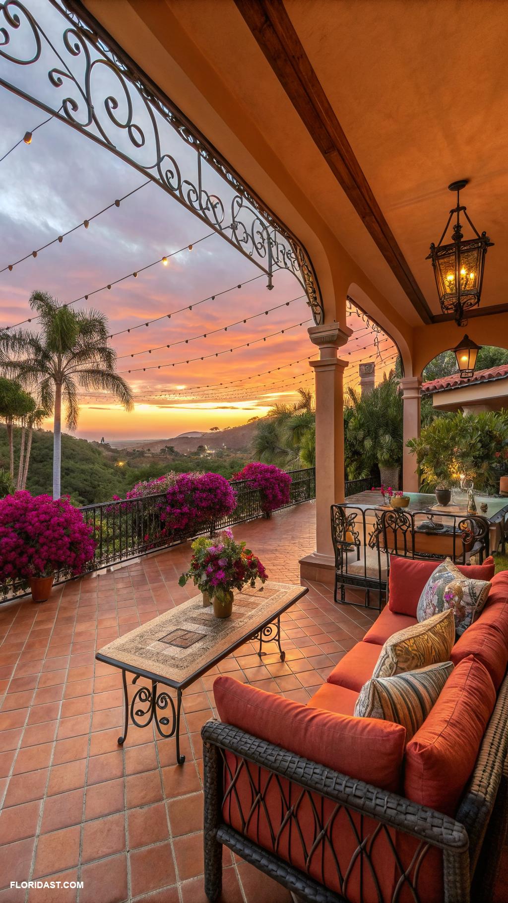 hacienda style homes Spacious patios with breathtaking sunset views