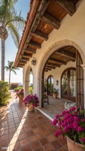 hacienda style homes Stunning arches and rustic wooden beams