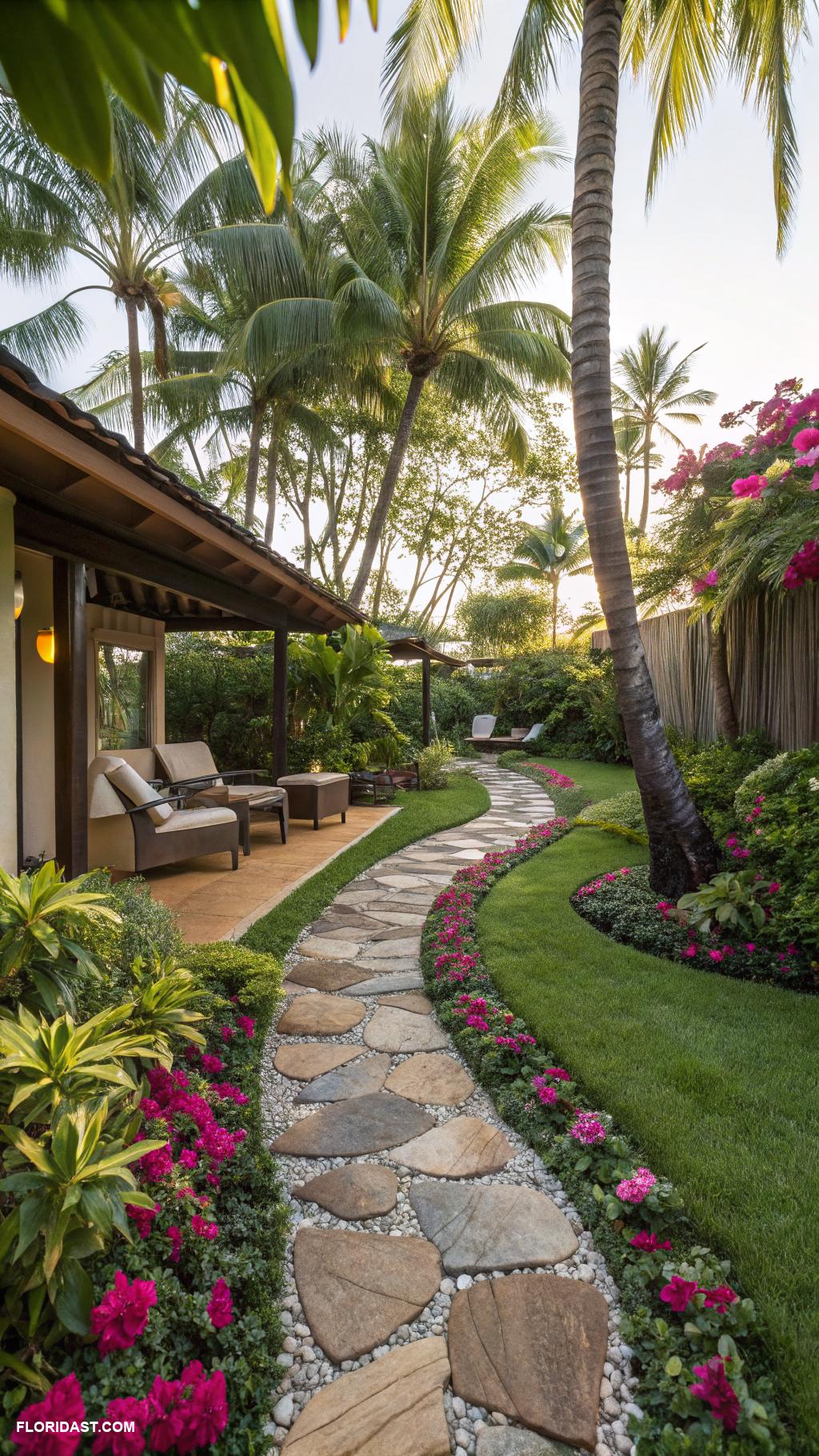 tropical backyard Design a pathway with tropical stones