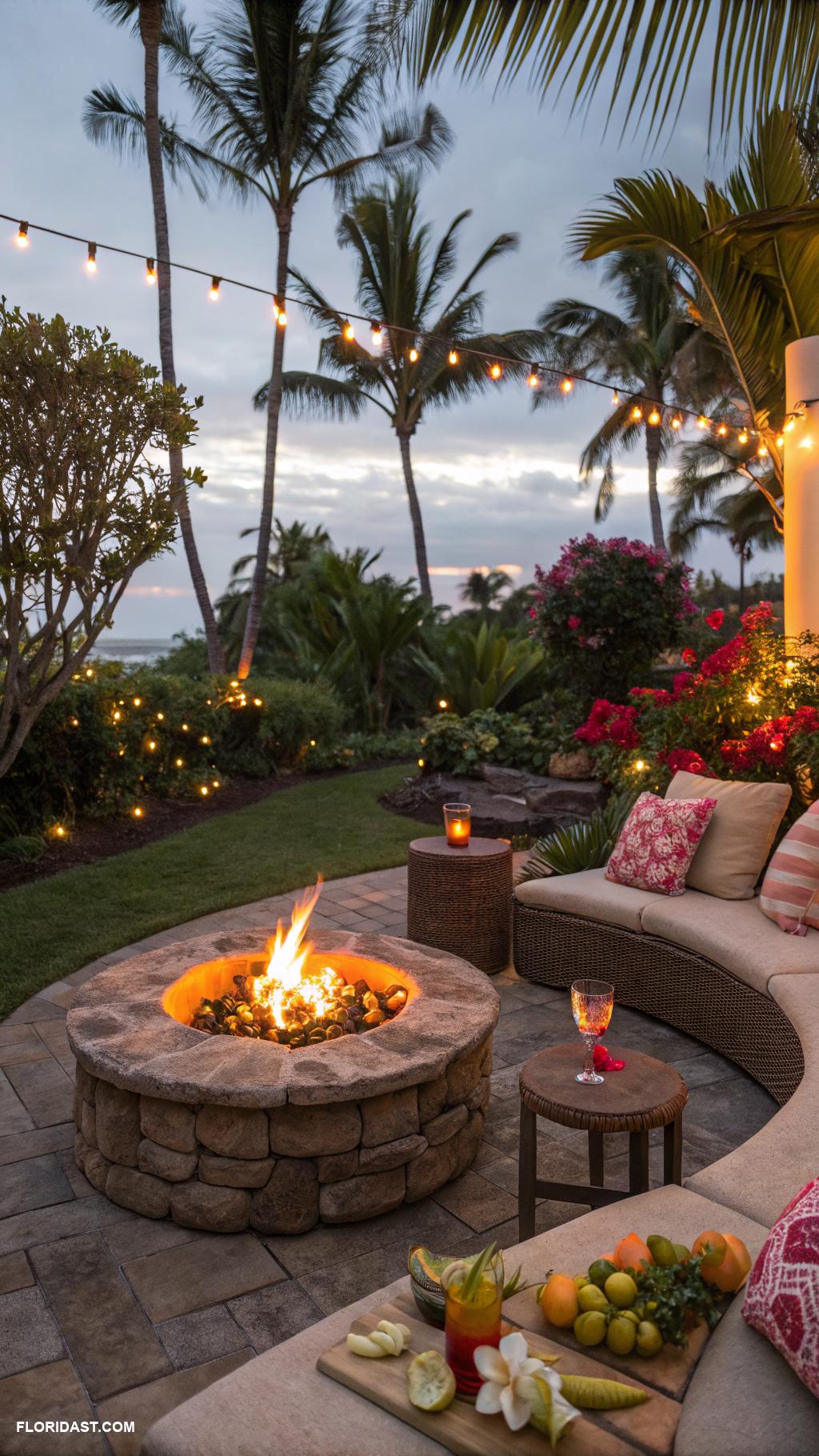 tropical backyard Include a fire pit for gatherings