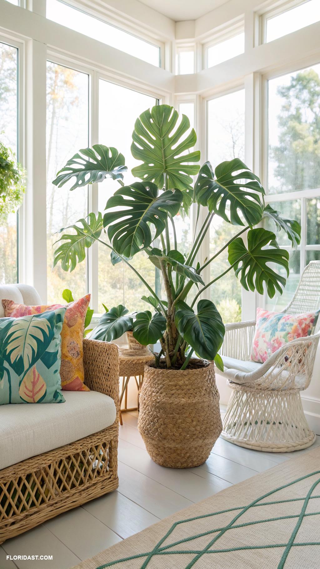 tropical living room decor Large indoor plants for natural greenery