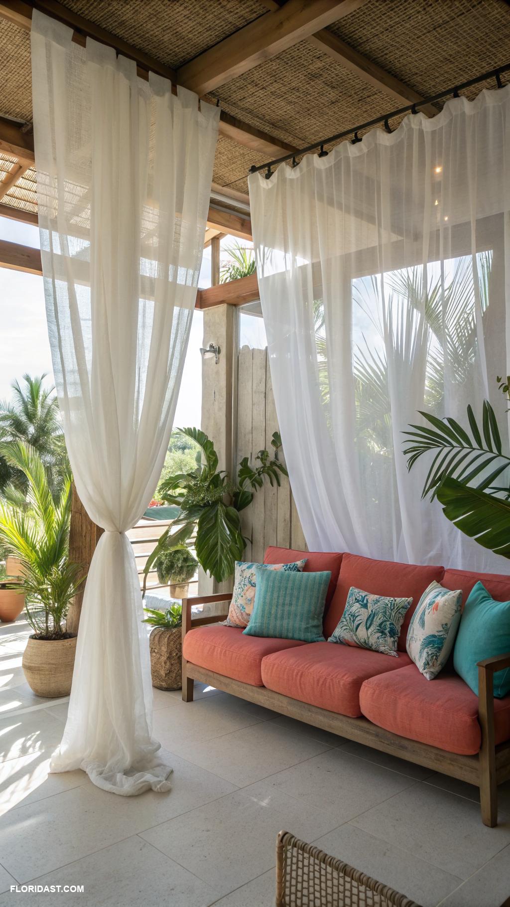 tropical living room decor Lightweight sheer curtains for airflow