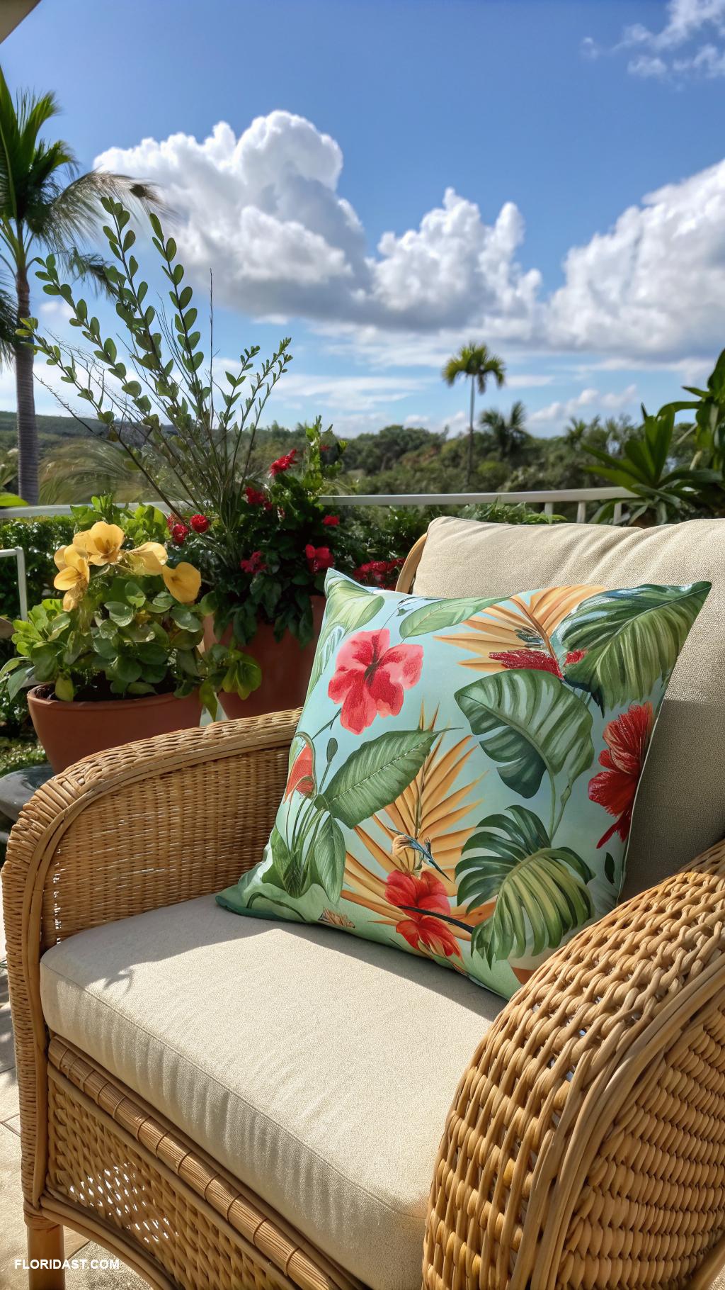 wicker furniture Brightly colored wicker cushions for comfort