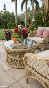 wicker furniture Wicker coffee table for outdoor gatherings