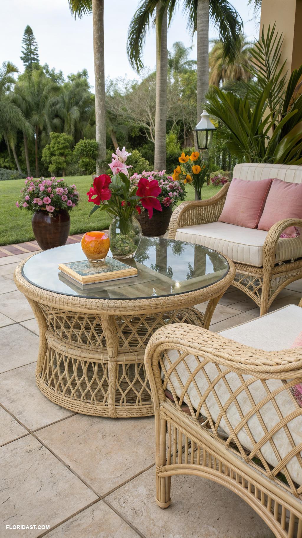 wicker furniture Wicker coffee table for outdoor gatherings
